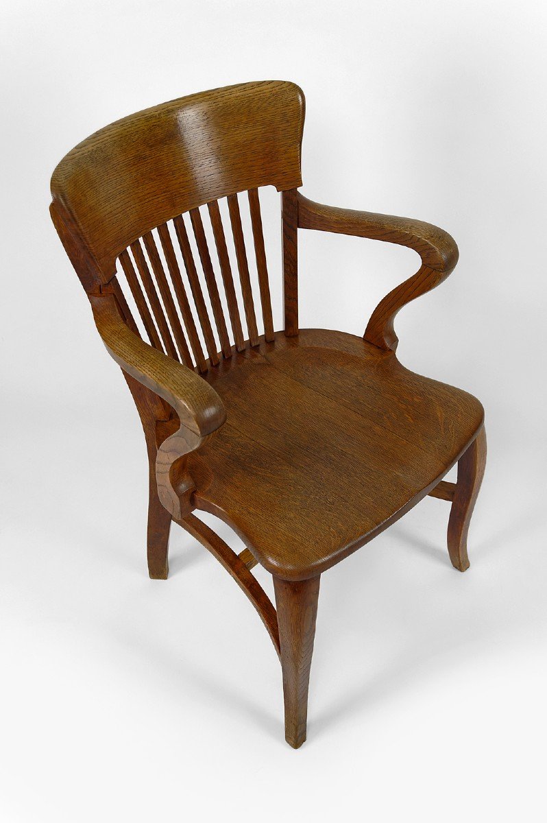 Fauteuil De Bureau Américain En Chêne, Usa, Circa 1900-photo-5