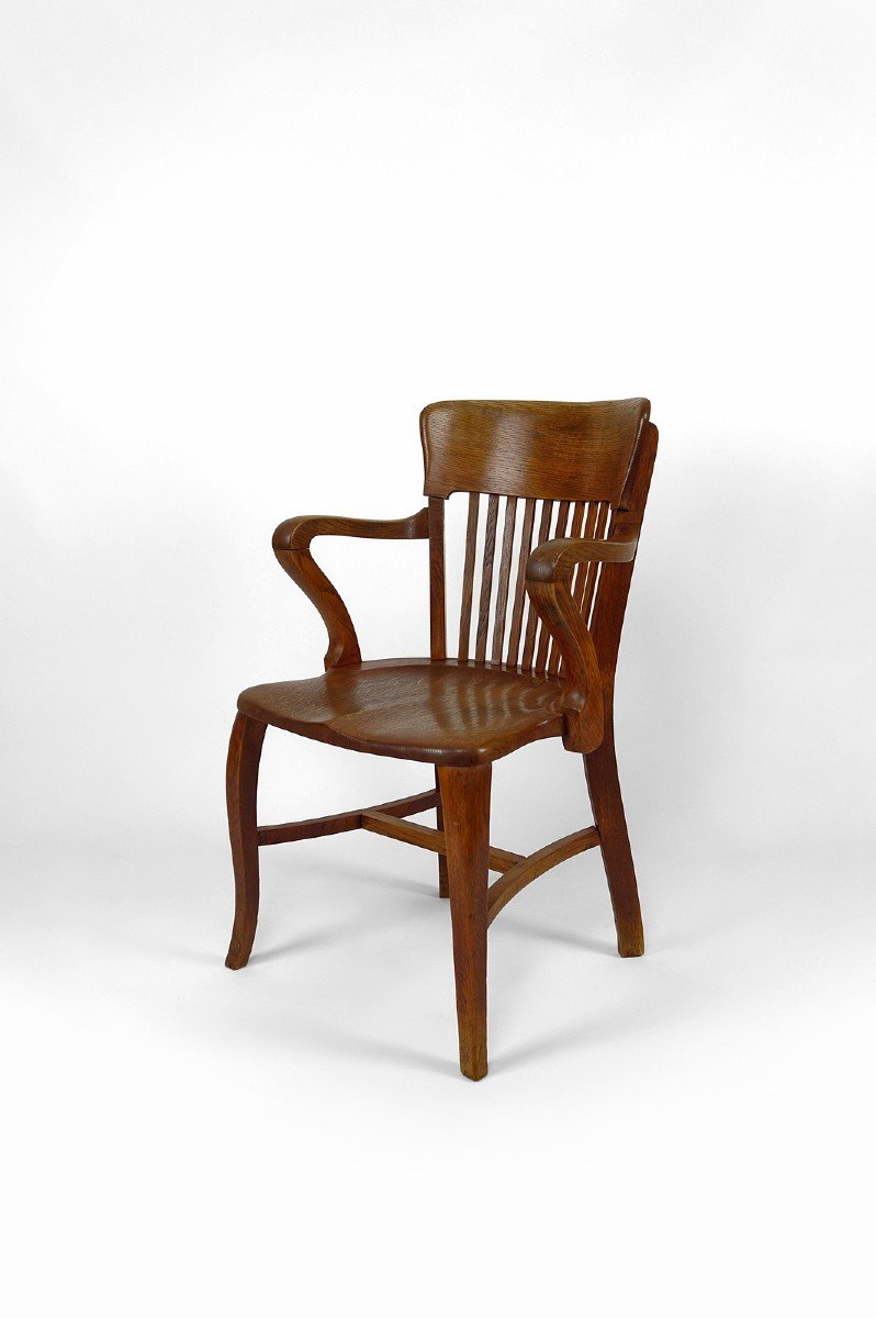 Fauteuil De Bureau Américain En Chêne, Usa, Circa 1900