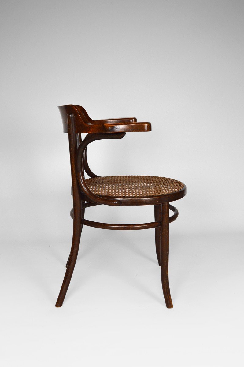 Fischel Armchair In Bentwood And Cane Seat, Art Nouveau, Bohemia, Circa 1900-photo-4