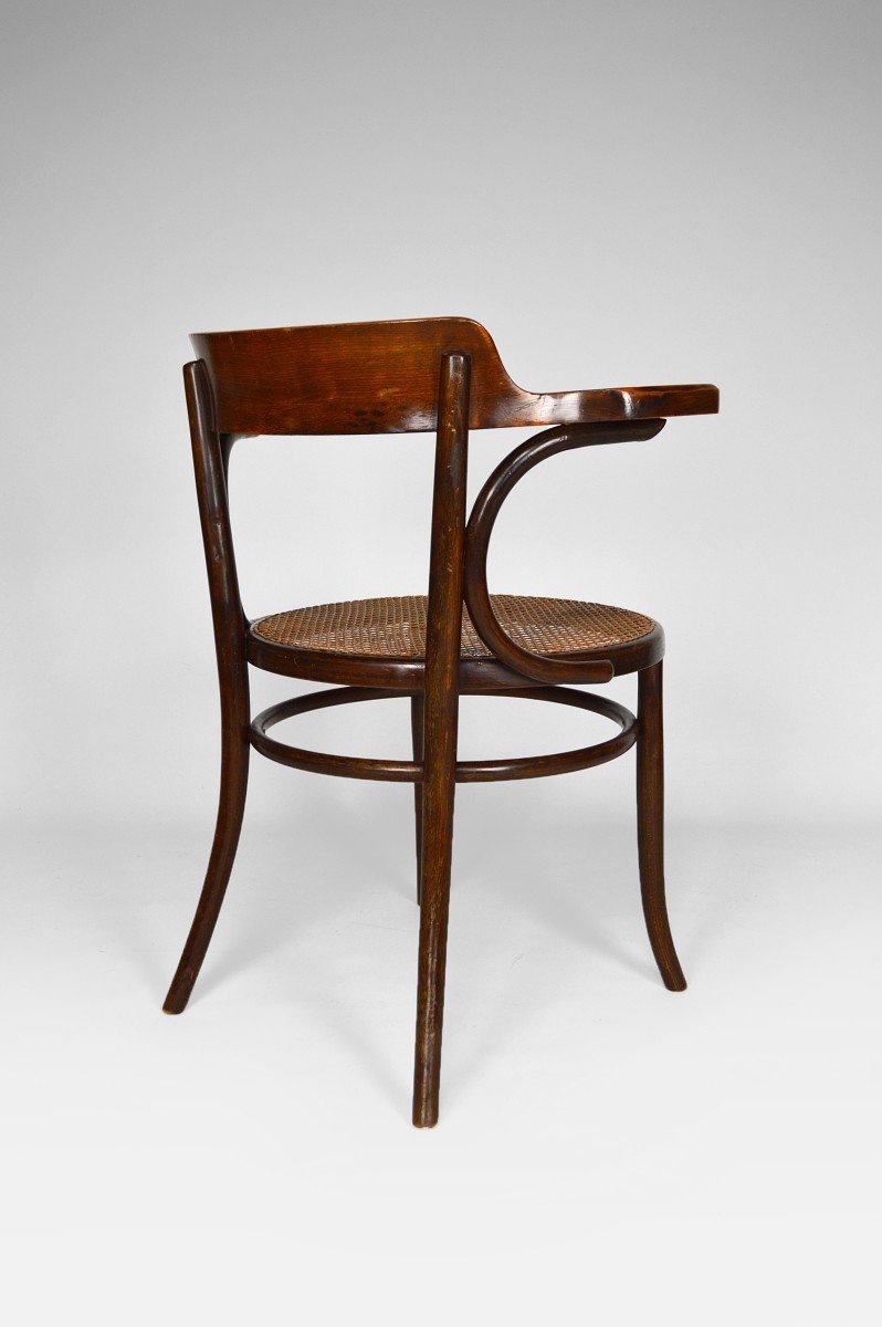 Fischel Armchair In Bentwood And Cane Seat, Art Nouveau, Bohemia, Circa 1900-photo-4