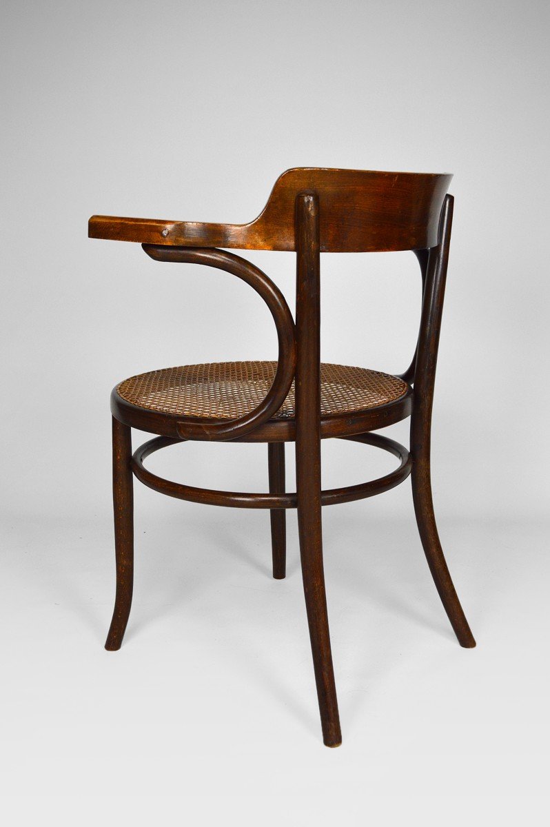 Fischel Armchair In Bentwood And Cane Seat, Art Nouveau, Bohemia, Circa 1900-photo-5