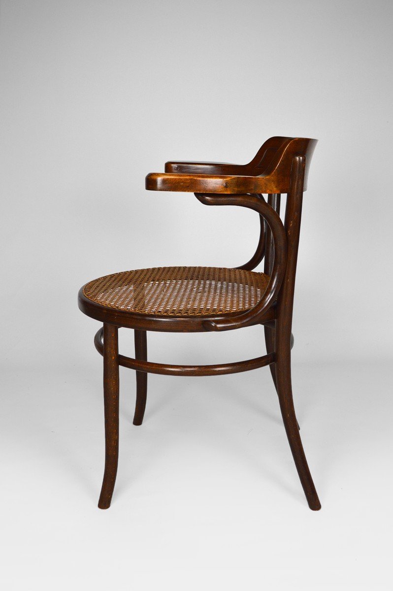 Fischel Armchair In Bentwood And Cane Seat, Art Nouveau, Bohemia, Circa 1900-photo-6