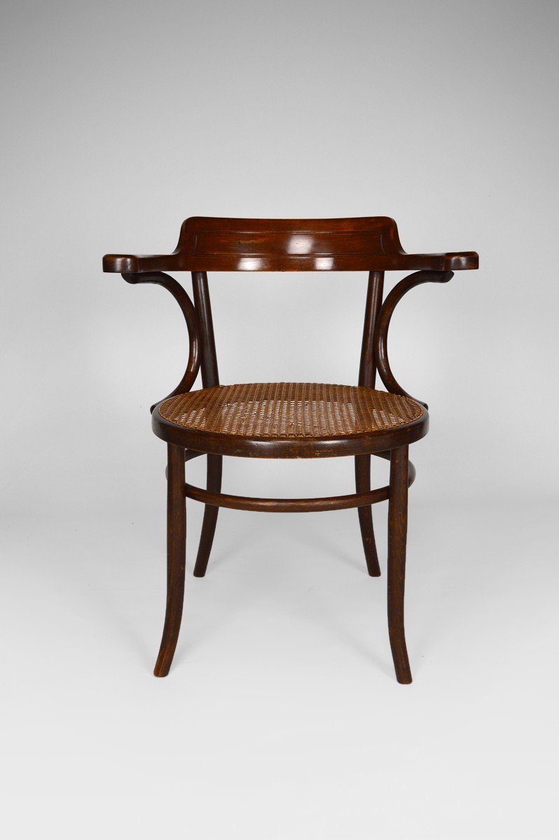 Fischel Armchair In Bentwood And Cane Seat, Art Nouveau, Bohemia, Circa 1900-photo-7