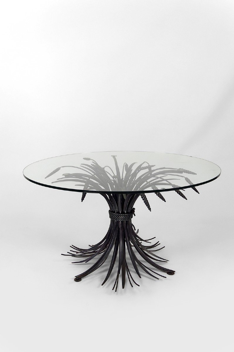 Table Basse / D'appoint / Guéridon,  Aux Epis De Blé, "Coco Chanel", Par Goossens, Circa 1970-photo-3