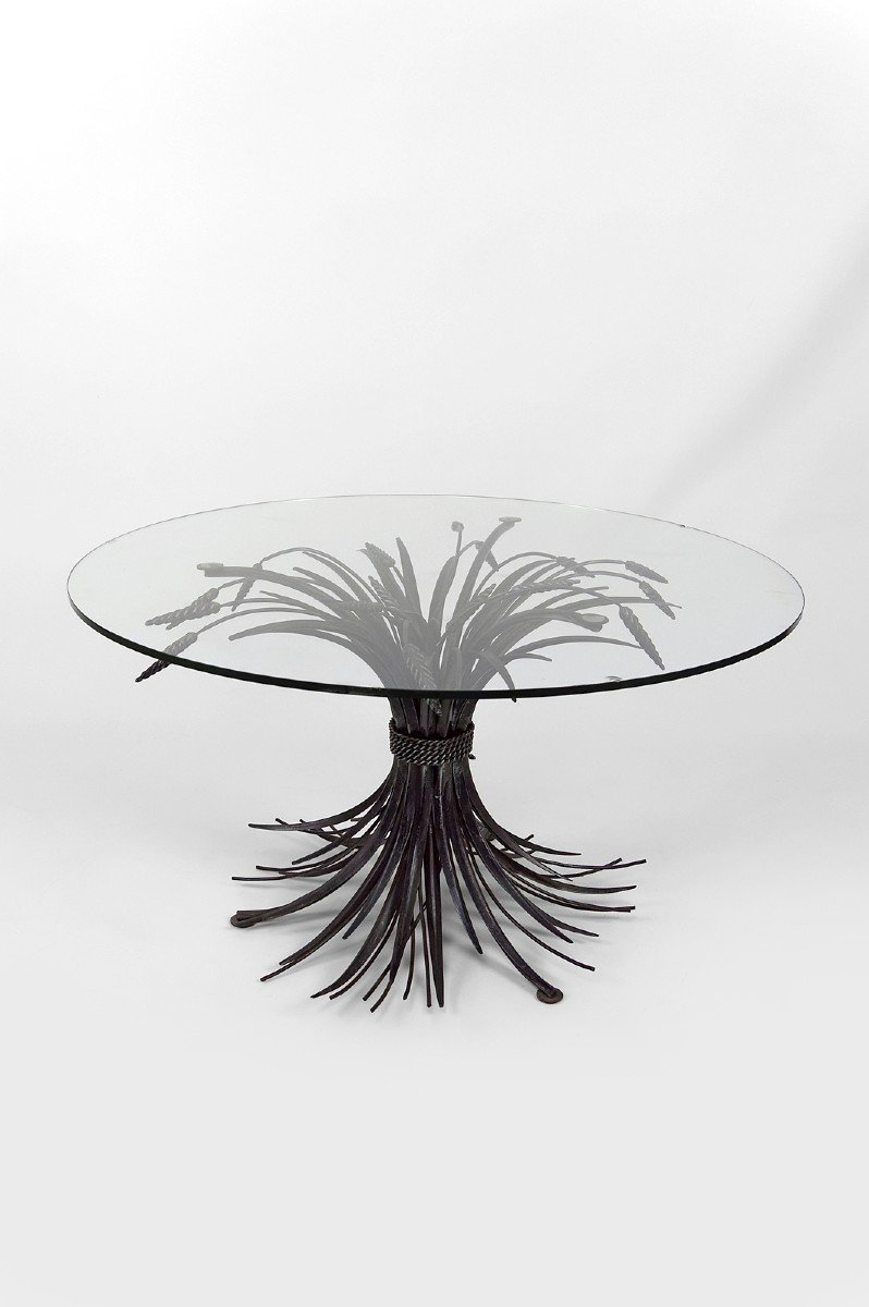 Table Basse / D'appoint / Guéridon,  Aux Epis De Blé, "Coco Chanel", Par Goossens, Circa 1970-photo-4