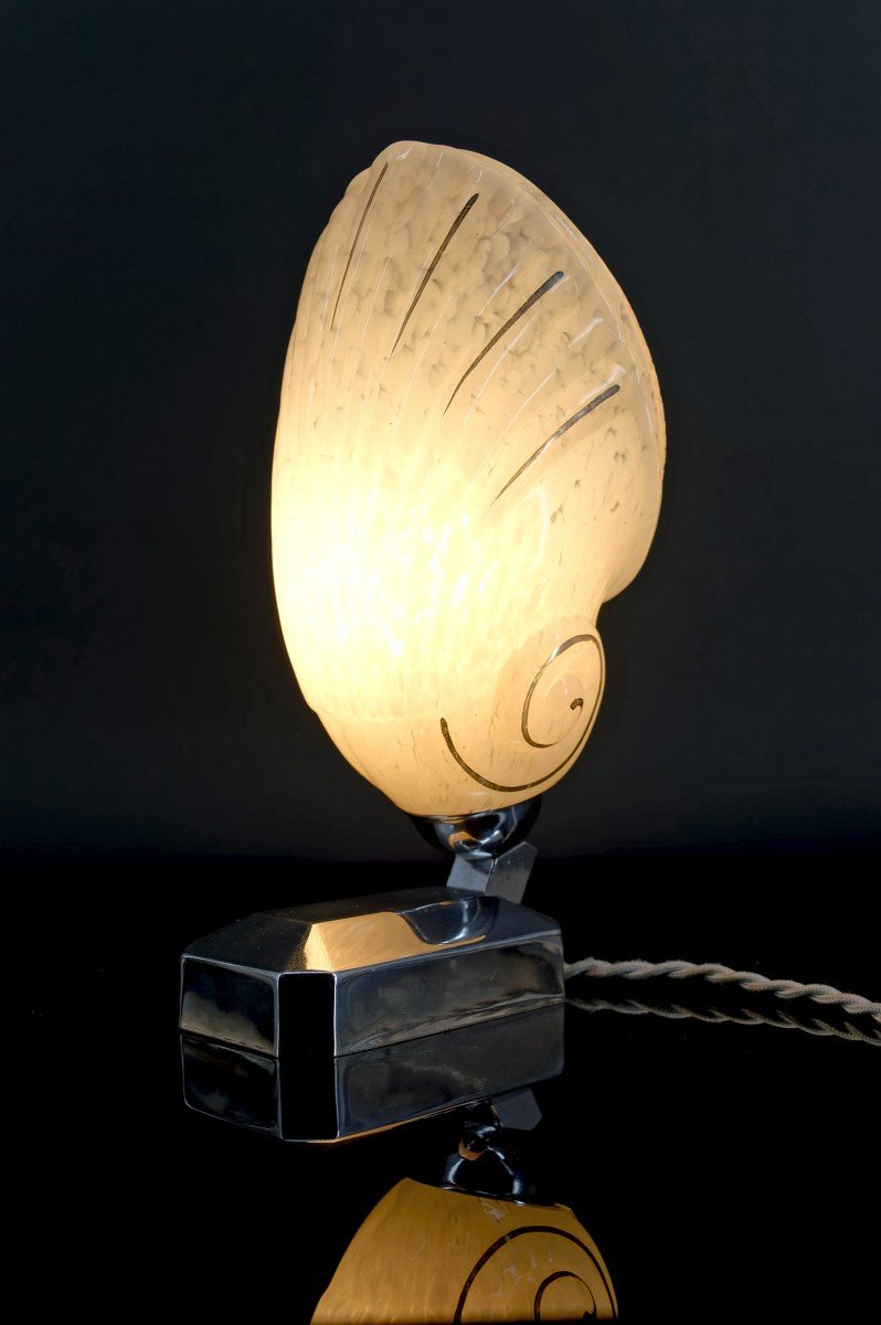 Lampe "coquillage" Art Deco Moderniste, France, Vers 1930-photo-2