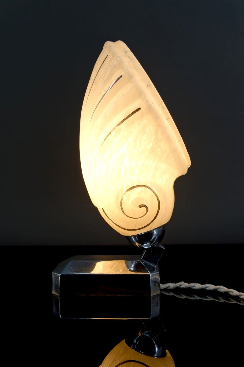 Lampe "coquillage" Art Deco Moderniste, France, Vers 1930-photo-4