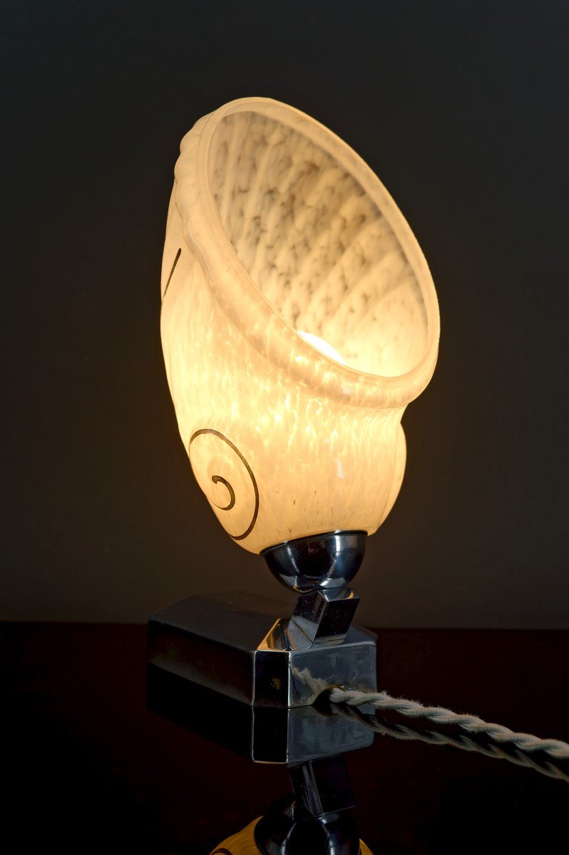 Lampe "coquillage" Art Deco Moderniste, France, Vers 1930-photo-2