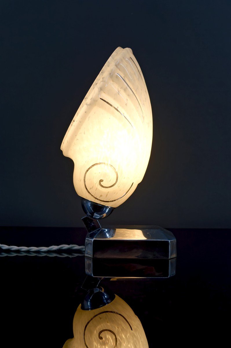 Art Deco Modernist "shell" Lamp, France, Circa 1930-photo-6