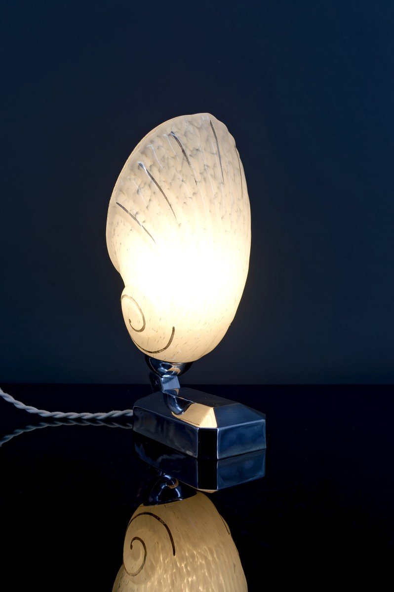 Lampe "coquillage" Art Deco Moderniste, France, Vers 1930-photo-8