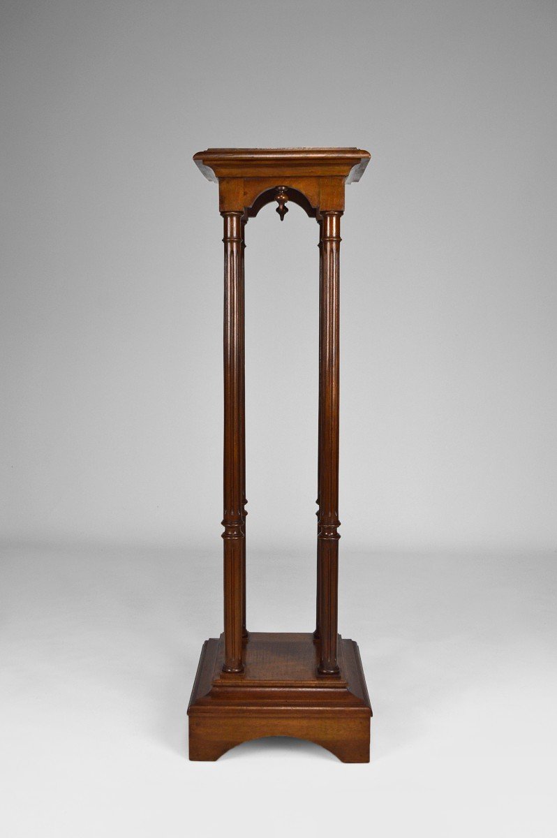 Neo-gothic Walnut Stool, Circa 1880-photo-2