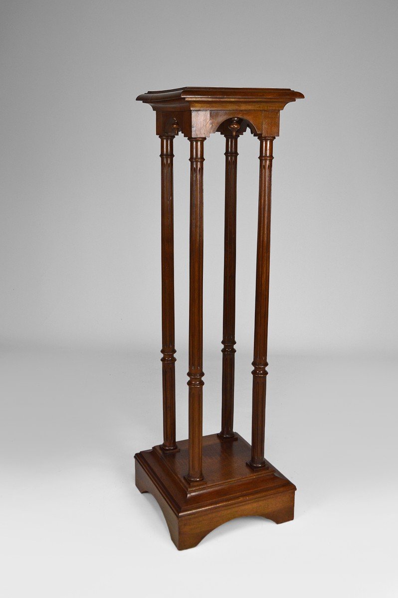 Neo-gothic Walnut Stool, Circa 1880-photo-3