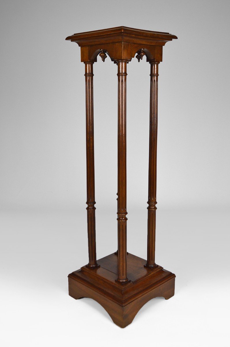 Neo-gothic Walnut Stool, Circa 1880-photo-4