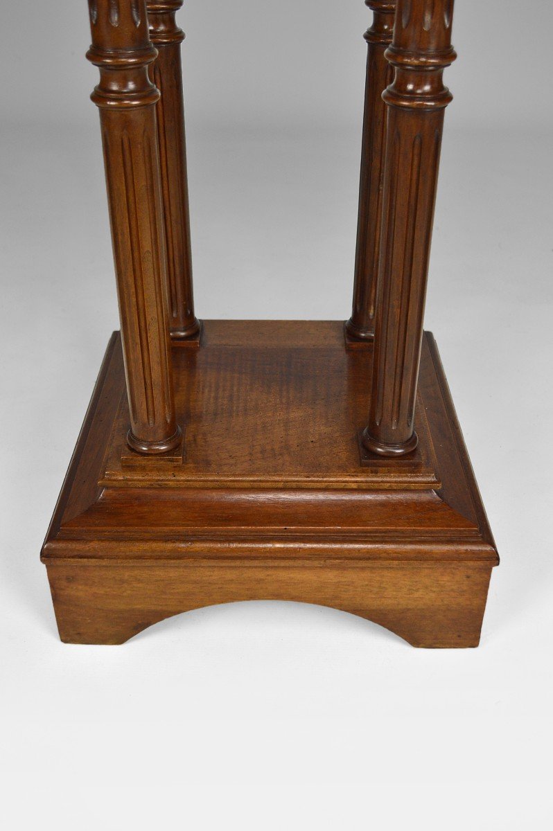 Neo-gothic Walnut Stool, Circa 1880-photo-2