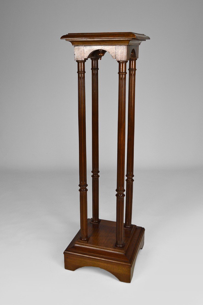 Neo-gothic Walnut Stool, Circa 1880-photo-3