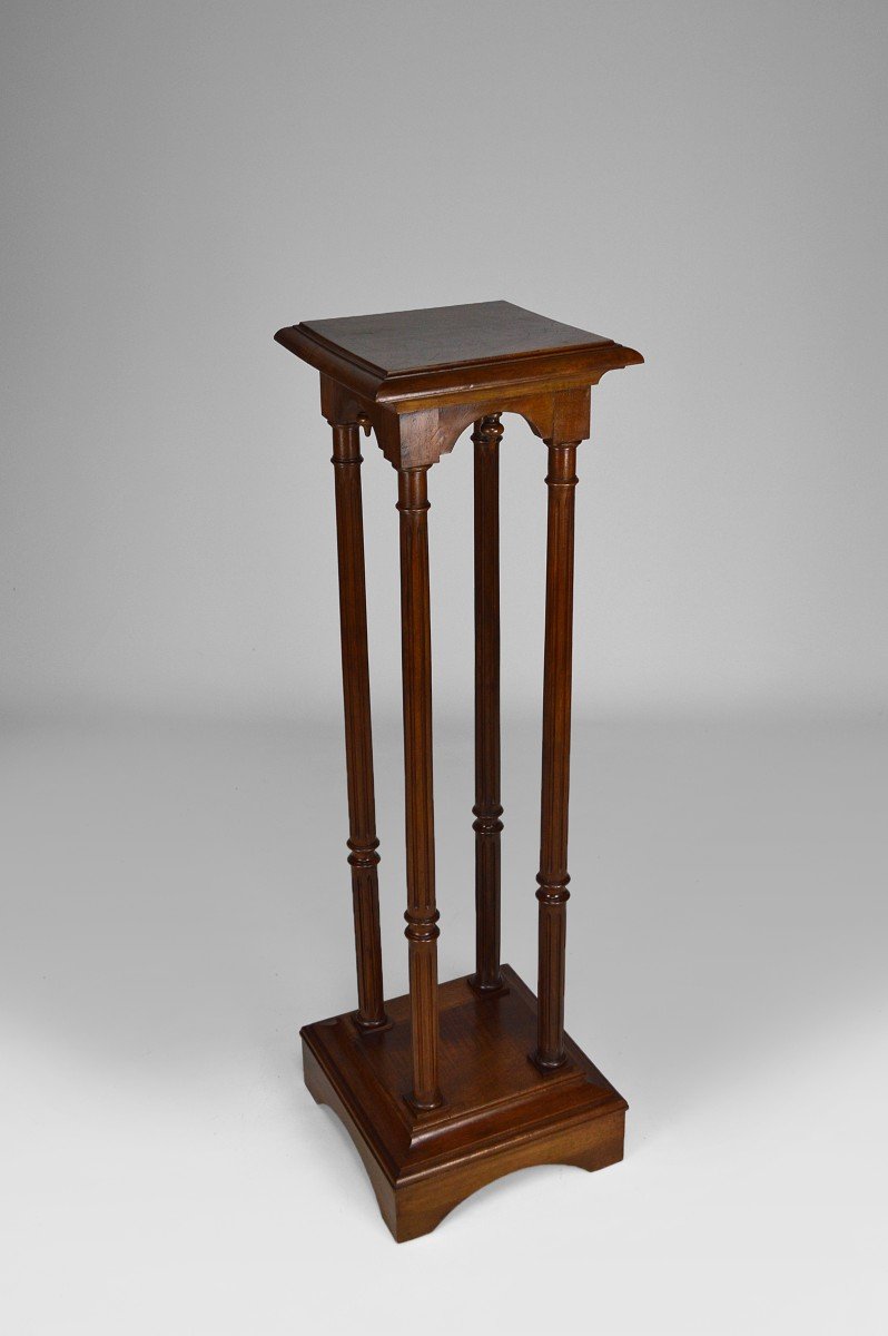 Neo-gothic Walnut Stool, Circa 1880-photo-4