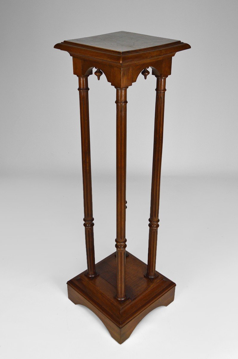 Neo-gothic Walnut Stool, Circa 1880-photo-5