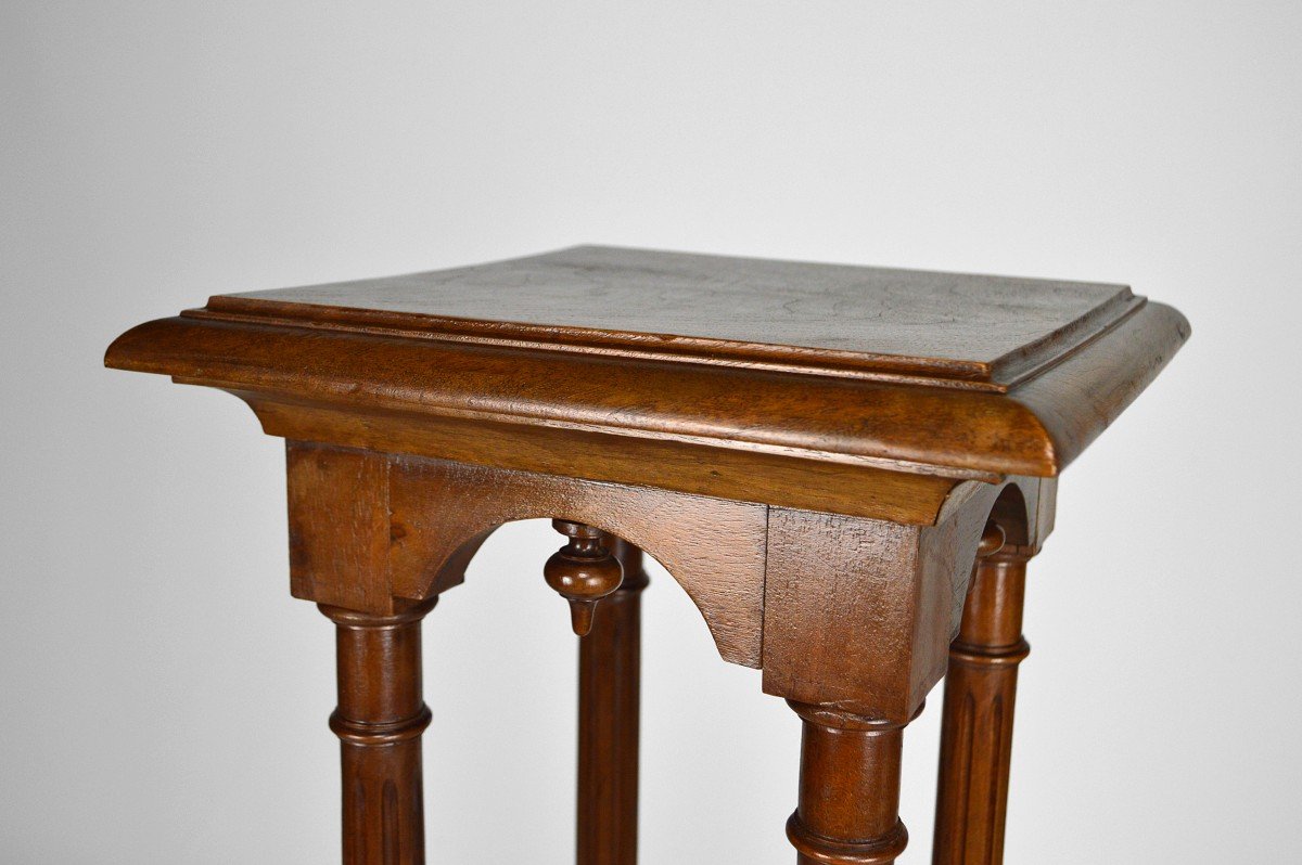 Neo-gothic Walnut Stool, Circa 1880-photo-7