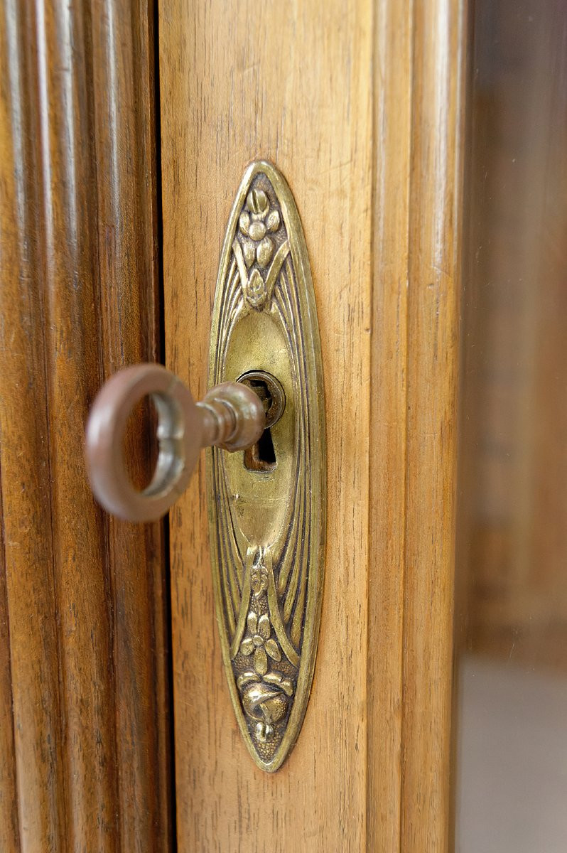 Vitrine / Bibliothèque Art Déco En Noyer, France, Circa 1920-photo-8