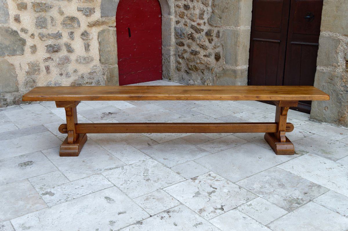 Pair Of Monastic Community Benches In Oak, France, Early 20th Century-photo-4