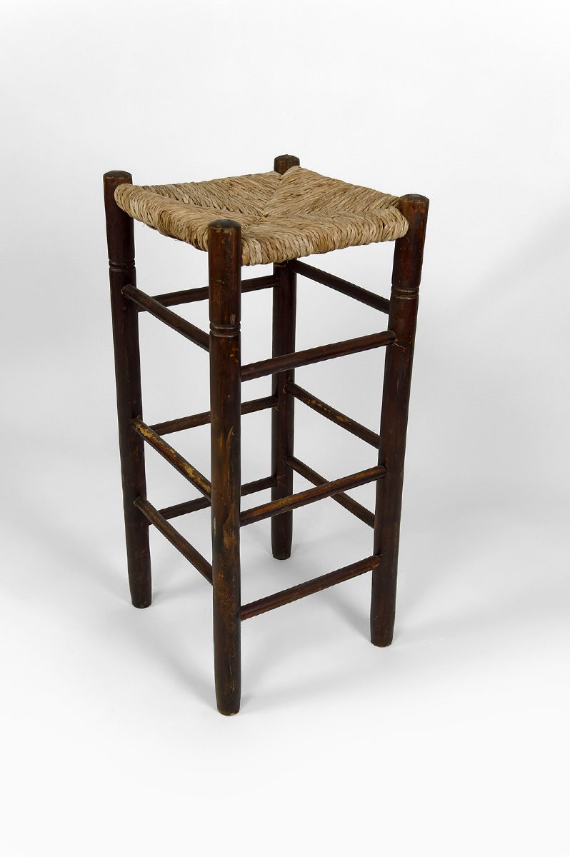Set Of 5 Bar Stools In The Style Of Charlotte Perriand, Mid-century, France-photo-4