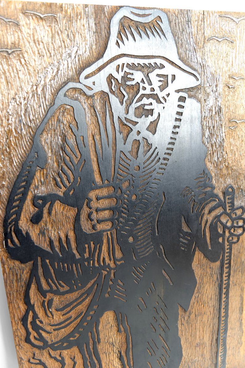 Woodcut Plate / Matrix, "le Chemineau", France, 1978-photo-4