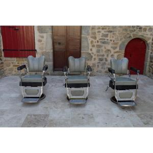 Lot Of 3 Art Deco Hairdresser / Barber Armchairs, Witub, France, Circa 1940