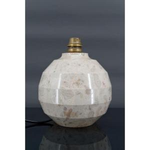 Art Deco Modernist Carved Marble Ball Lamp, France, Circa 1930