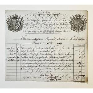 Picquet Geographer King Invoice To A Bookseller 1819