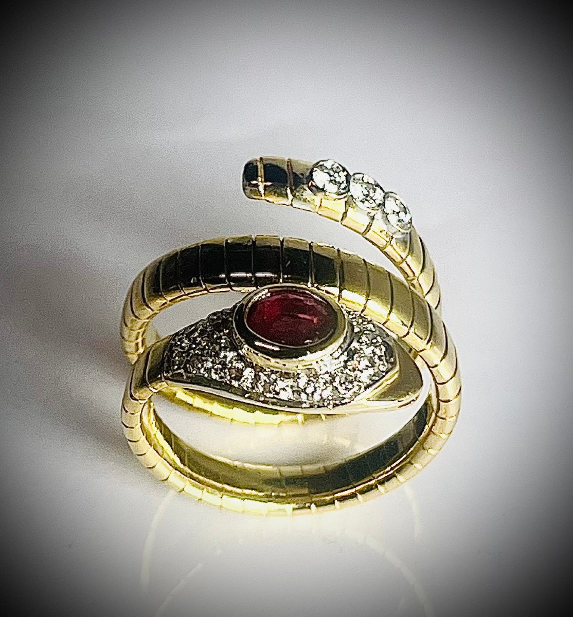 Bague Serpent Rubis Et Diamants-photo-2