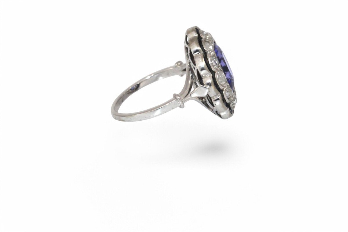 Art Deco Tanzanite And Diamond Ring-photo-3