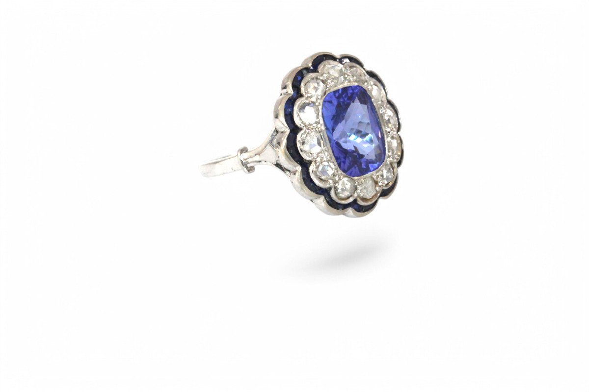 Art Deco Tanzanite And Diamond Ring-photo-4