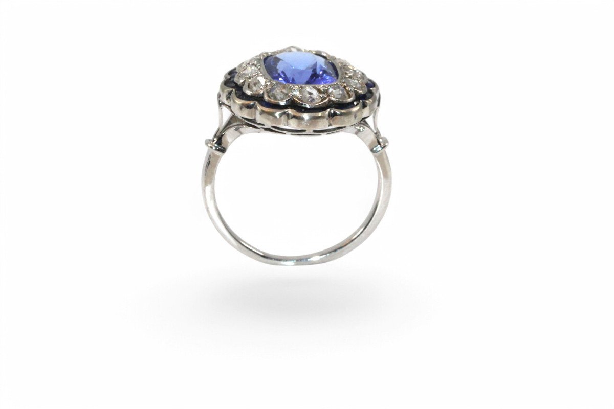 Art Deco Tanzanite And Diamond Ring-photo-2