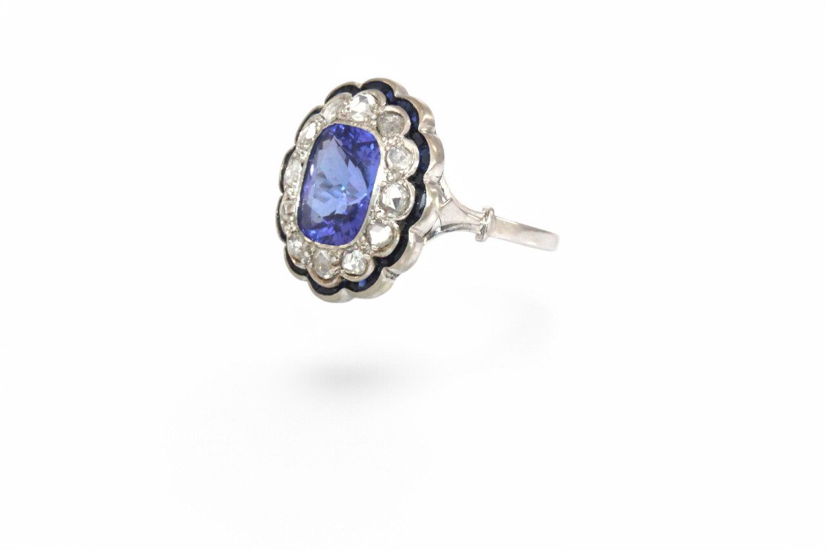 Art Deco Tanzanite And Diamond Ring-photo-3