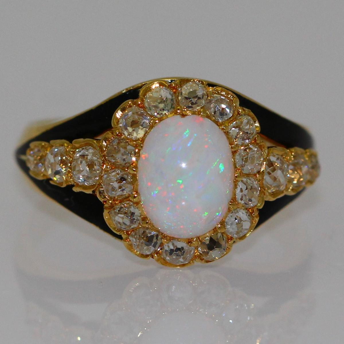 Opal And Diamond Ring.