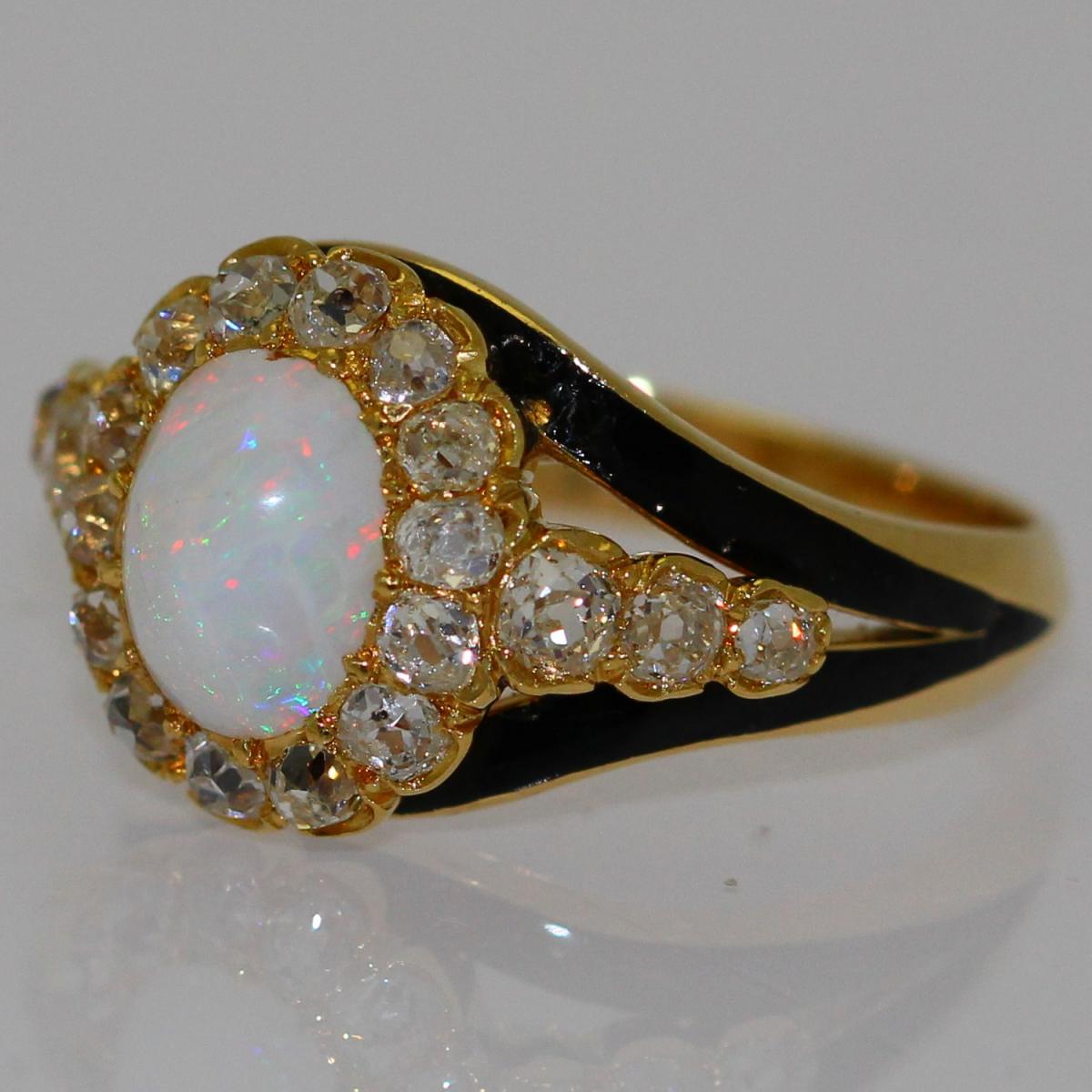 Bague Opale Et Diamants.-photo-2