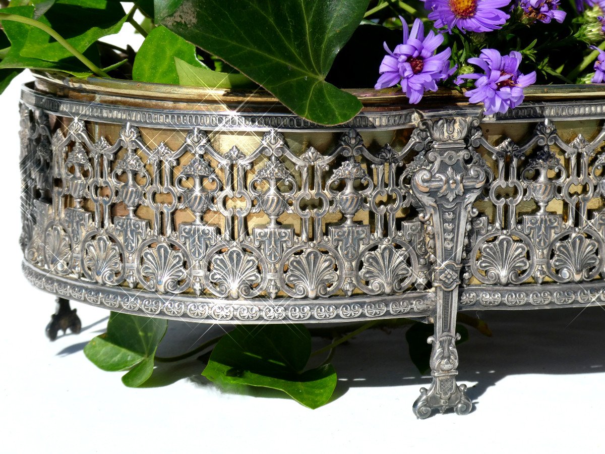 Jardiniere / Table Center Nineteenth Empire Style / Directory Silver Metal Napoleon III-photo-4