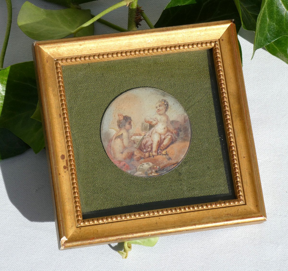 Antique French Painting 19th Century Style XVIIIth , Angel , 