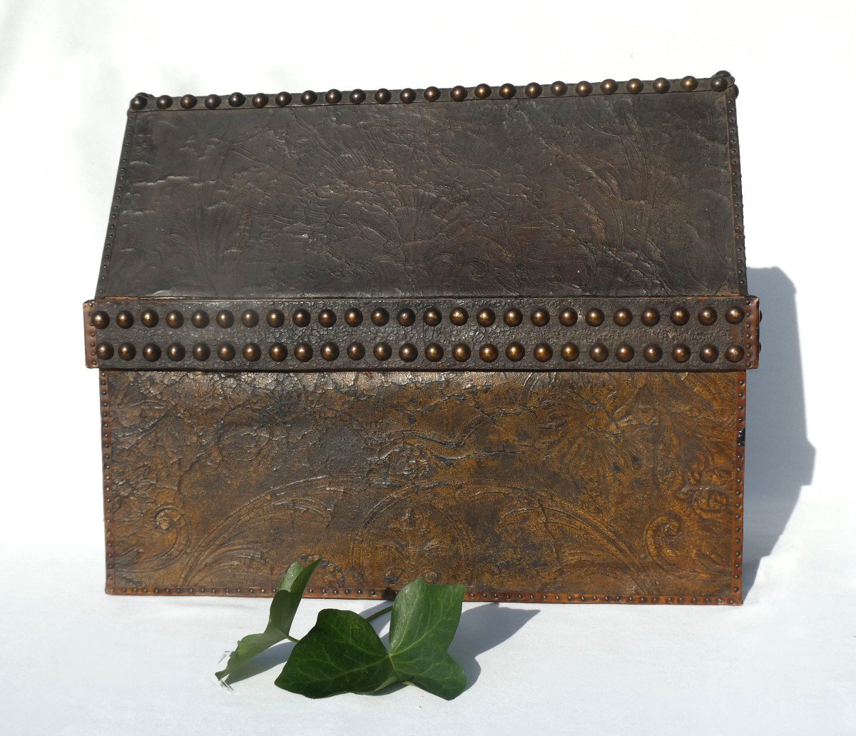 Writing Case / Neo-gothic Style Mail Holder, 19th Century, Art Nouveau Hunting / Chest , Box With Secret Drawer, Coat Of Arms, Crown Of Viscount-photo-1