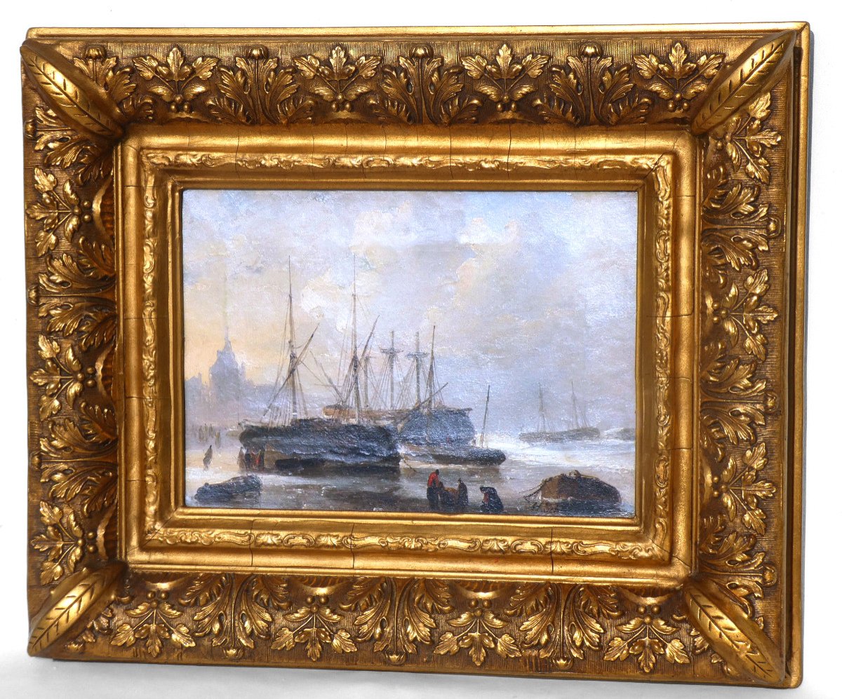 Marine. Huile sur toile, XIXe siècle