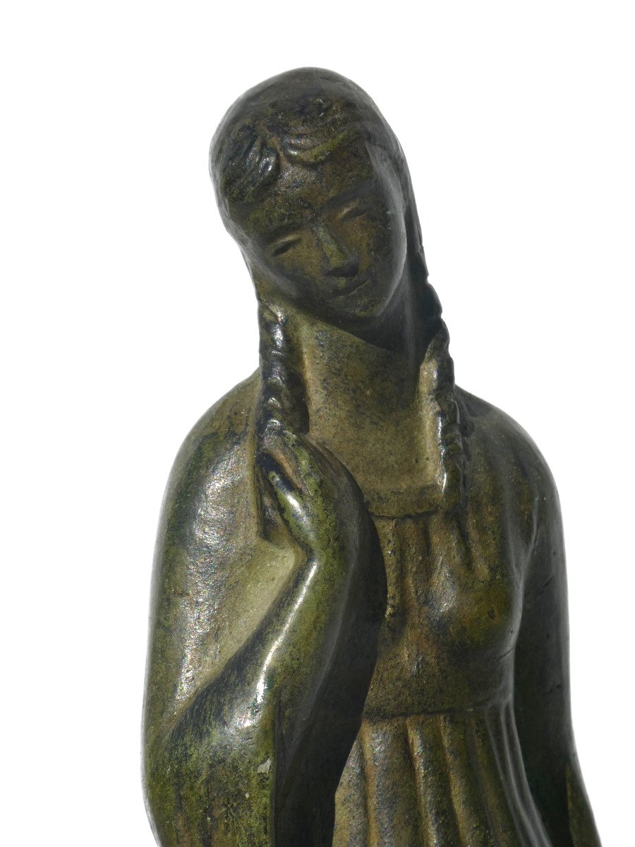 Art Deco Terracotta Sculpture, Young Tanagra Woman, Joseph Armengol / Joseph Bernard 1930-photo-2