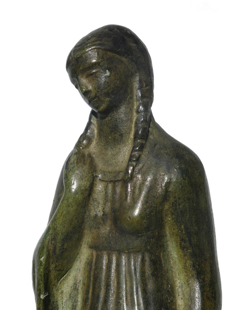 Art Deco Terracotta Sculpture, Young Tanagra Woman, Joseph Armengol / Joseph Bernard 1930-photo-5