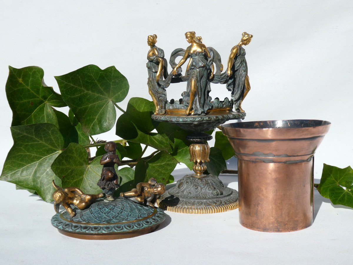 Drageoir / Brule Perfume Napoleon III Style Grand Tour, Bronze & Copper Antique Nineteenth-photo-1