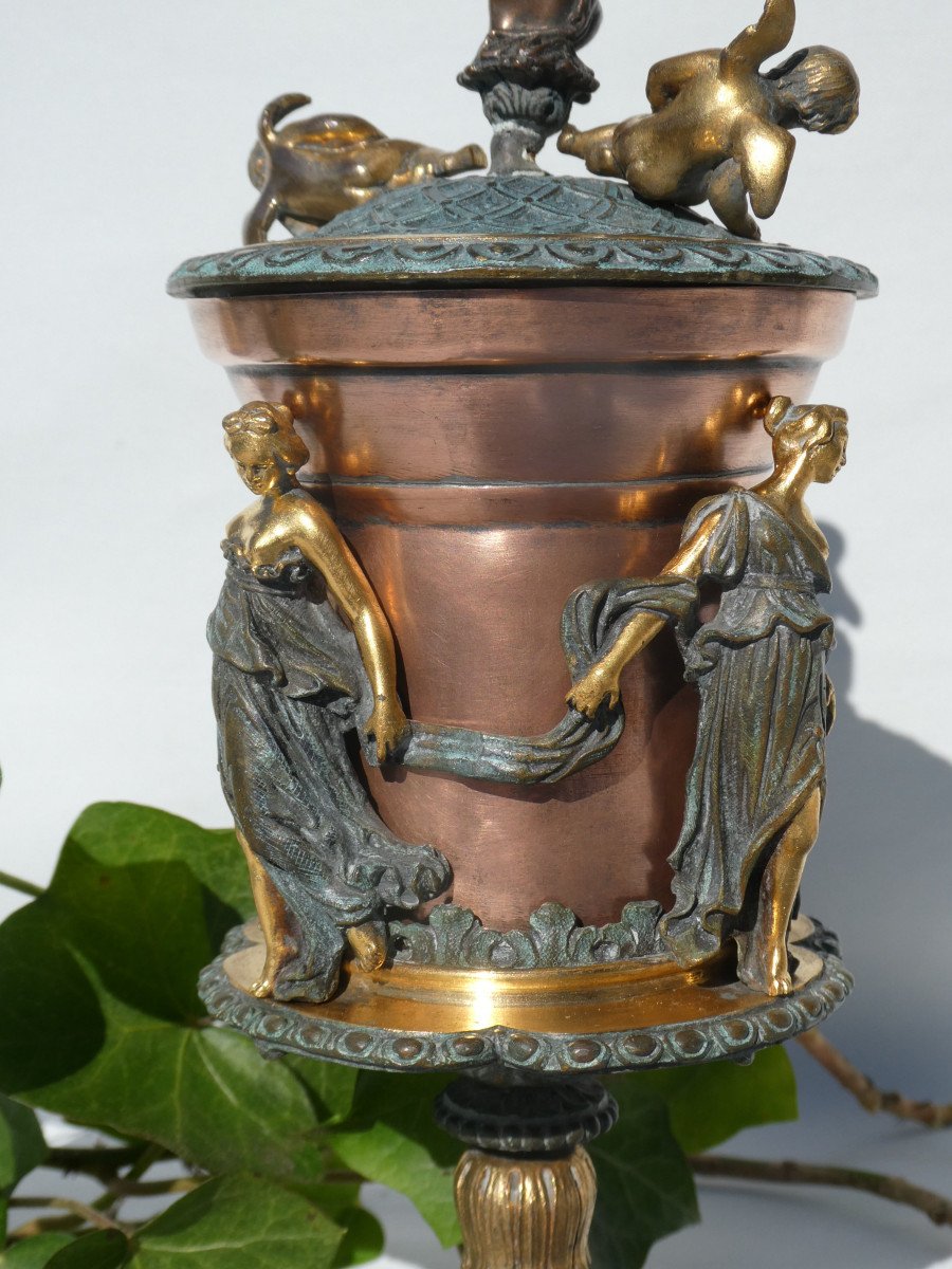 Drageoir / Brule Perfume Napoleon III Style Grand Tour, Bronze & Copper Antique Nineteenth-photo-8