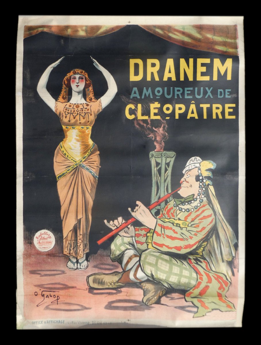 Grande Affiche De Cinema Muet Epoque 1900 , Dessinée Par  Marius Rossillon , Dramen Amoureux De Cleopatre 1916 Style Art Nouveau