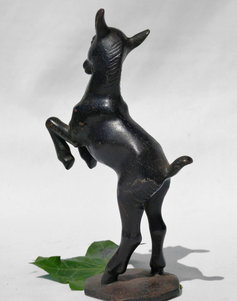 Art Deco Cast Iron Sculpture, Animal Subject, Cabris, Kid Style Bernhard Butzke Cachet-photo-3