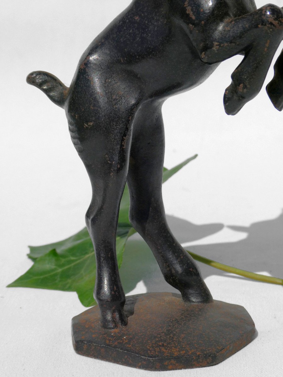 Art Deco Cast Iron Sculpture, Animal Subject, Cabris, Kid Style Bernhard Butzke Cachet-photo-1