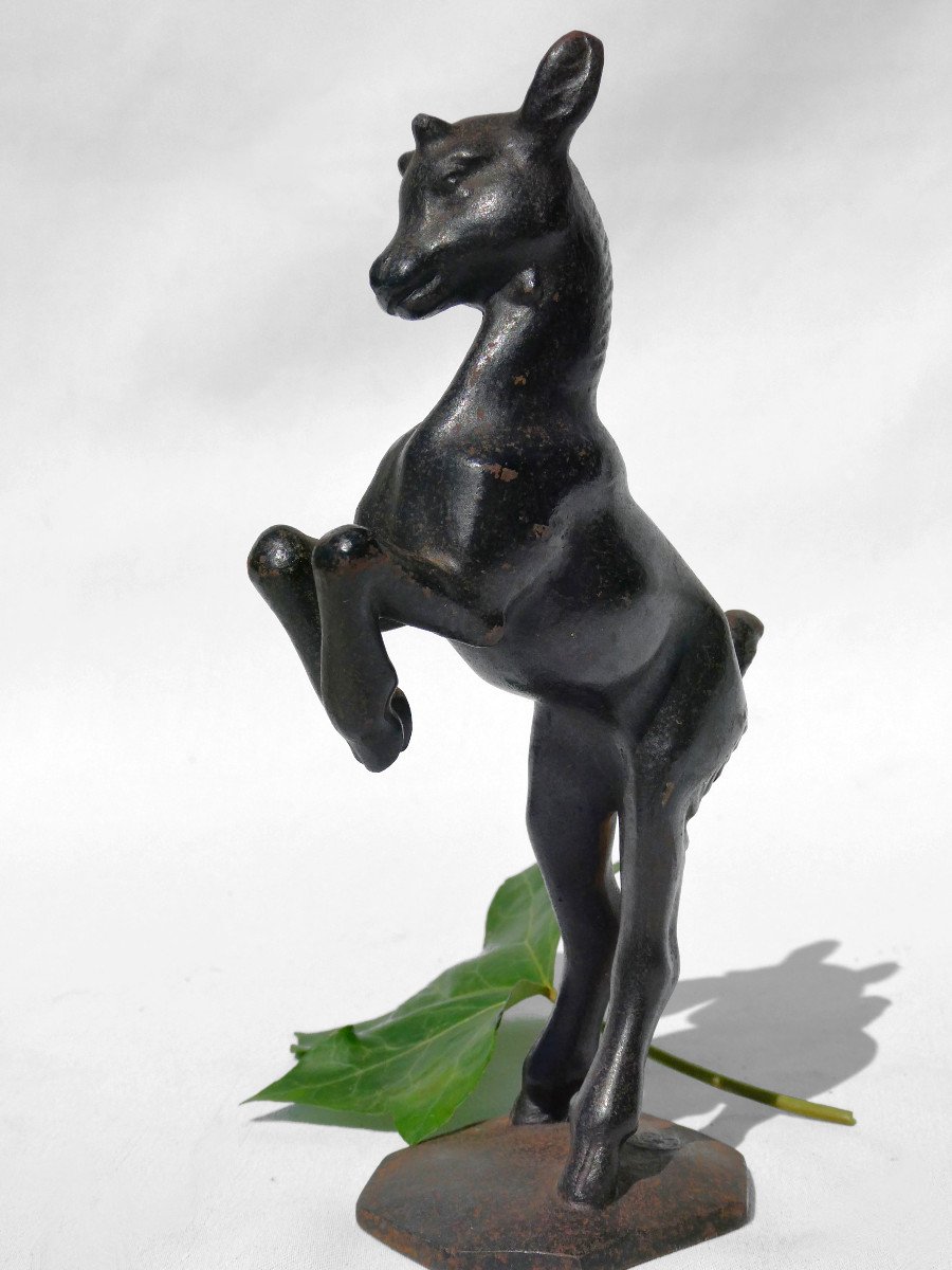 Art Deco Cast Iron Sculpture, Animal Subject, Cabris, Kid Style Bernhard Butzke Cachet-photo-5