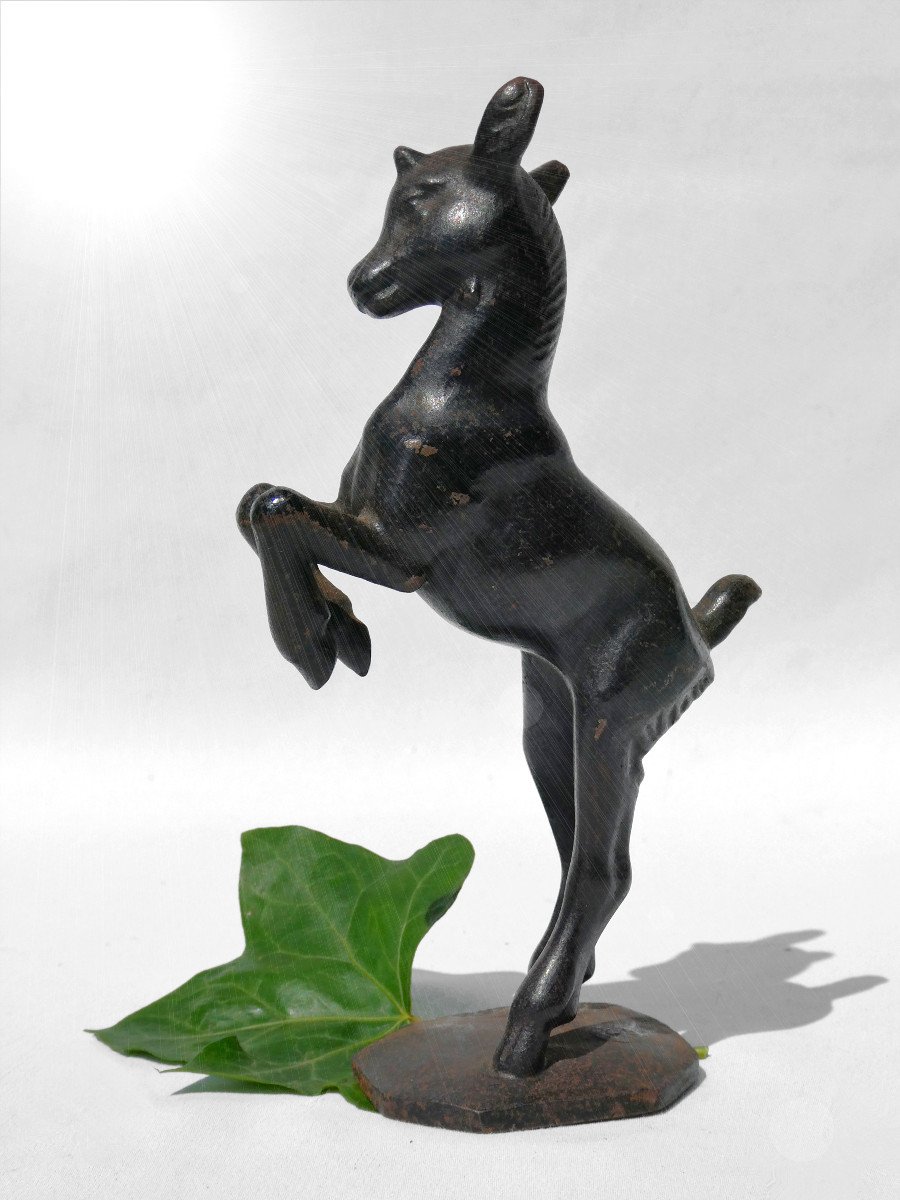 Sculpture En Fonte Art Deco , Sujet Animalier , Cabris , Chevreau Style Bernhard Butzke Cachet De Fondeur