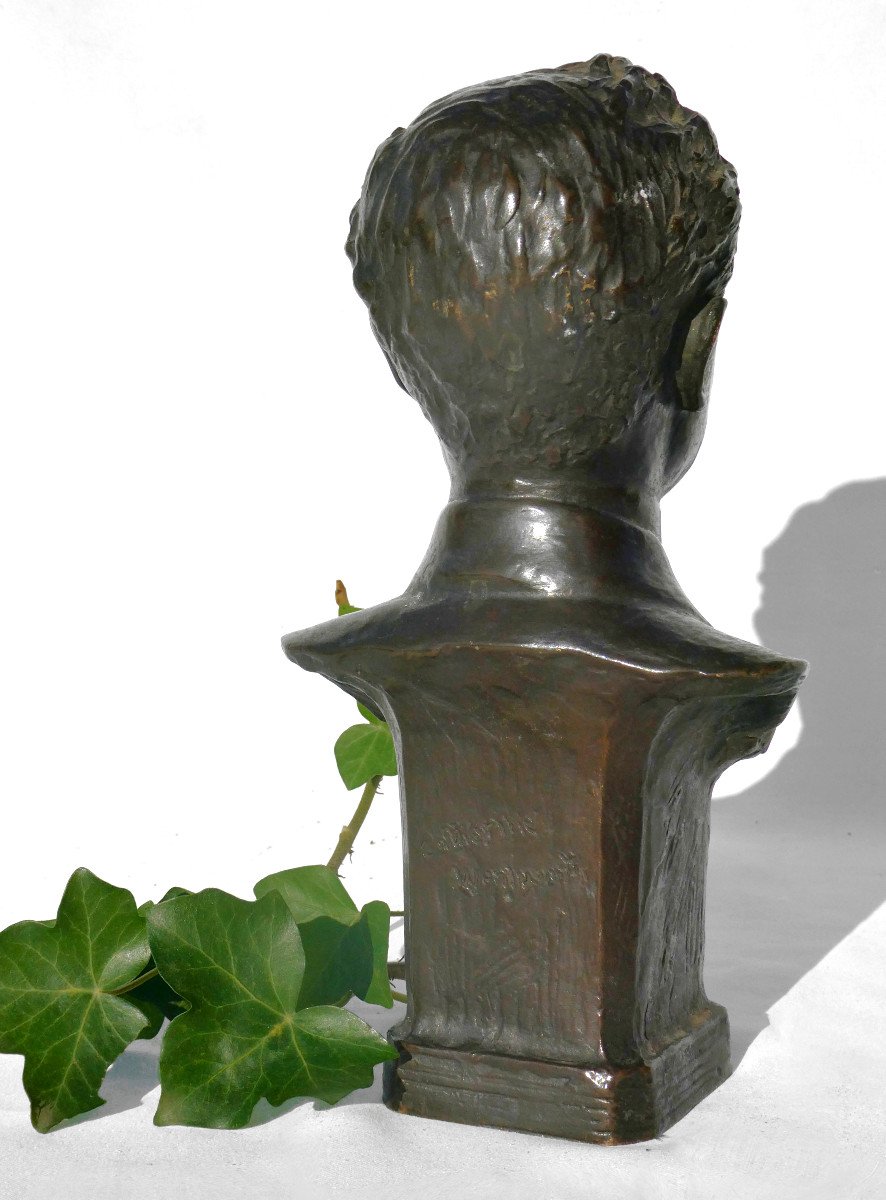 Bronze Sculpture 1900, Bust Of Elegant, Man In Suit, Dandy, Signed Wanlunuit-photo-4